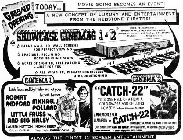 Showcase Cinemas Pontiac 1-5 - 1970-11-25 Ad